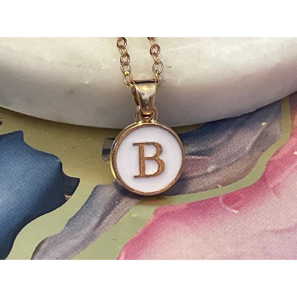 B Letter initial pendant necklace